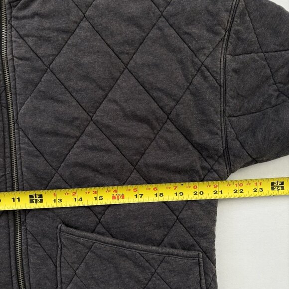 Wild Fable Women’s Small Dark Gray Quilted Long Sleeve Zip Up Hoodie Jacket - Picture 7 of 8